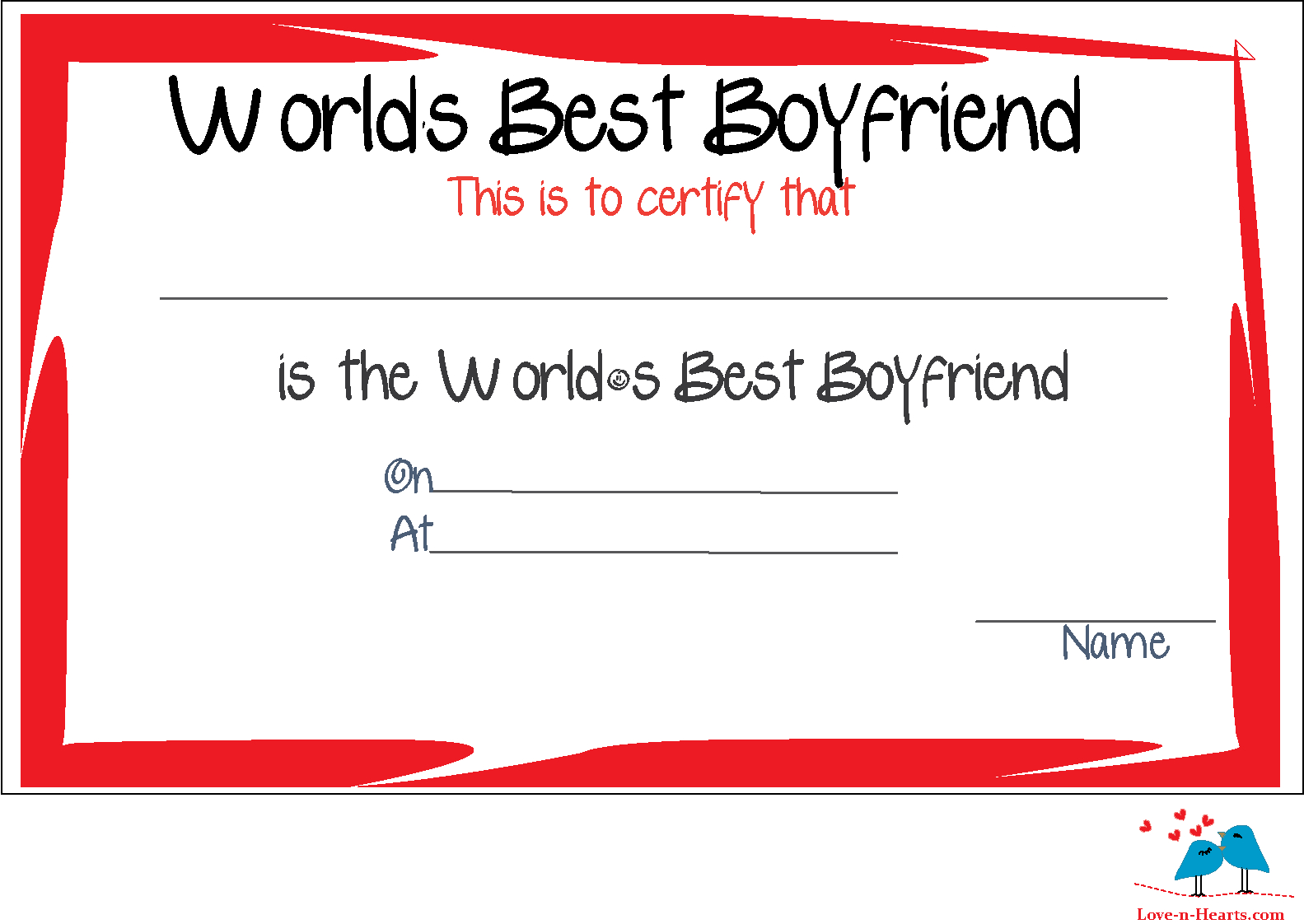 Free Printable World's Best Boyfriend Certificates With Free Printable Funny Certificate Templates