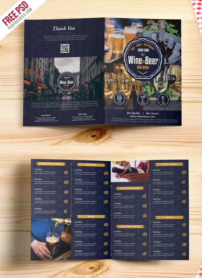 Free Psd : Beer And Wine Menu Bi Fold Brochure Psd On Behance With Wine Brochure Template