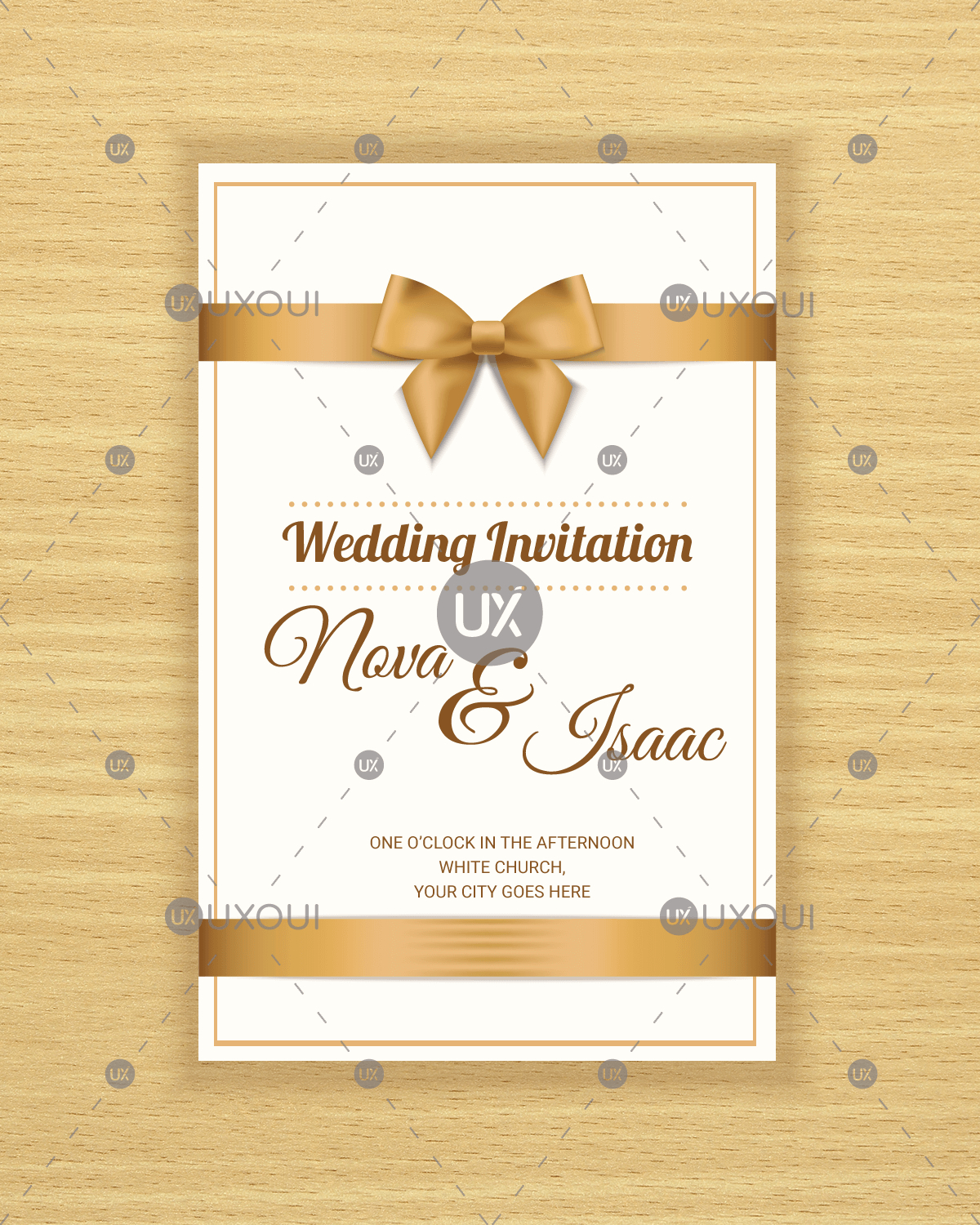 Free Retro Wedding Invitation Card Template Design Vector With A Ribbon Pertaining To Church Wedding Invitation Card Template