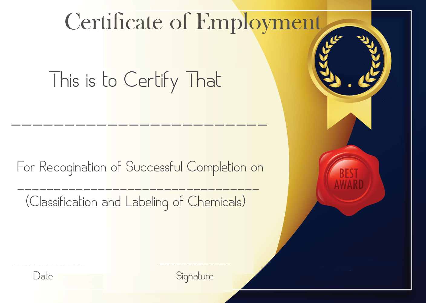 Free Sample Certificate Of Employment Template | Certificate With Best Performance Certificate Template