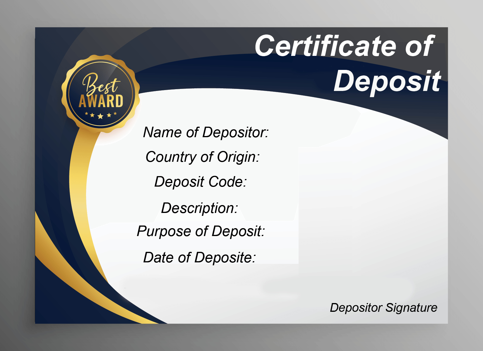 Free Sample Format Of Certificate Of Deposit Template Pertaining To Life Saving Award Certificate Template