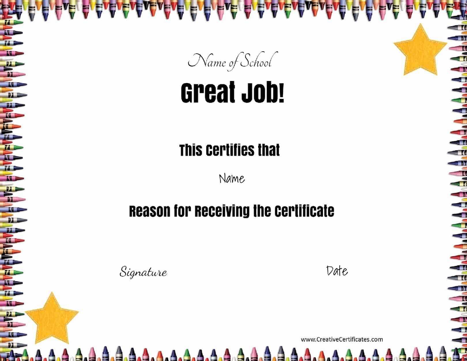 Free School Certificates & Awards In Good Job Certificate Template