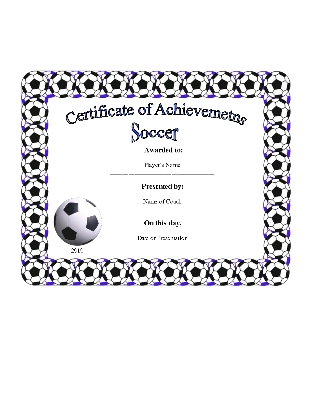 Free Soccer Certificate Templates ] – Soccer Certificate Inside Soccer Award Certificate Templates Free