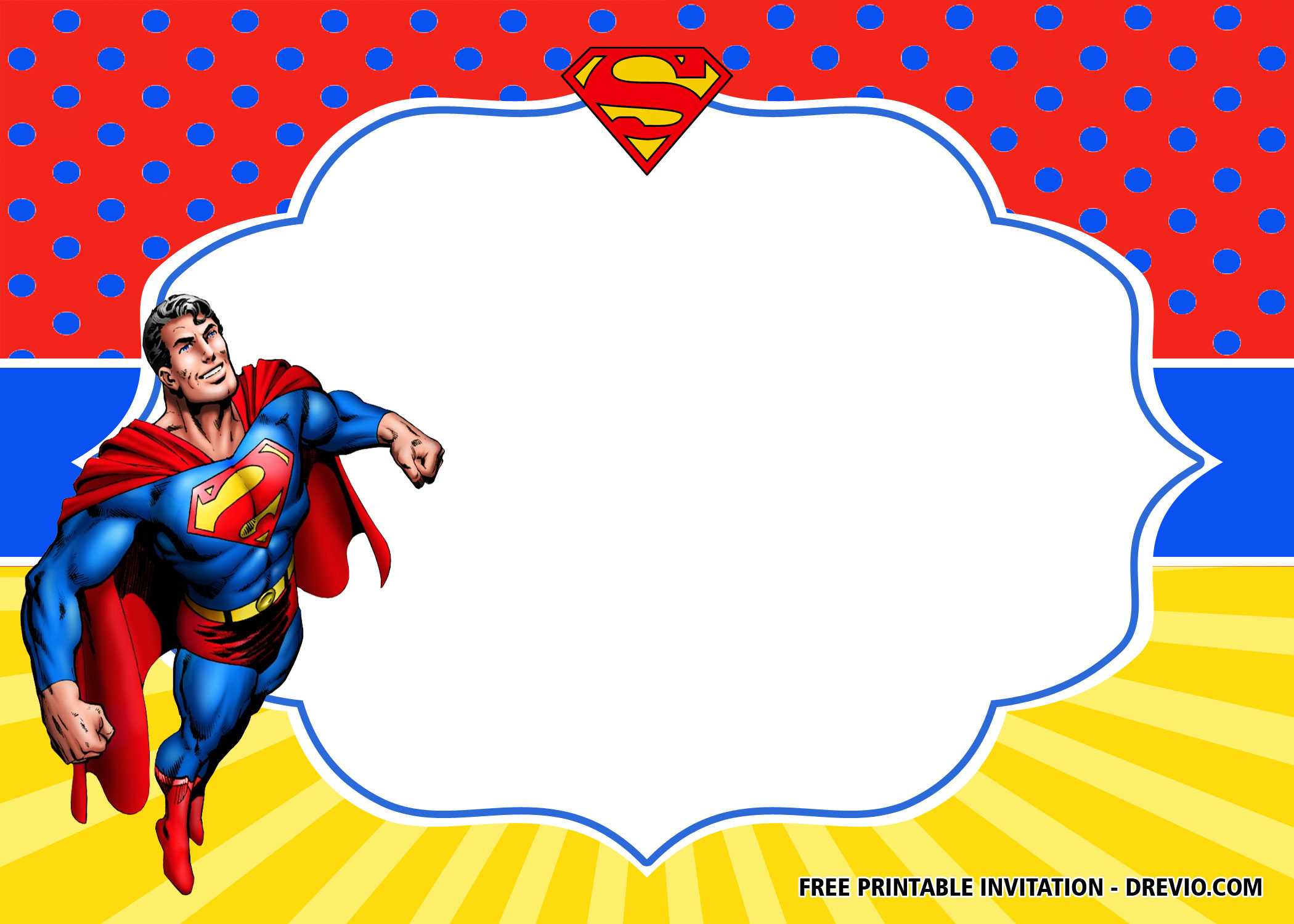 Free Superhero Superman Birthday Invitation Templates – Bagvania Within Superman Birthday Card Template
