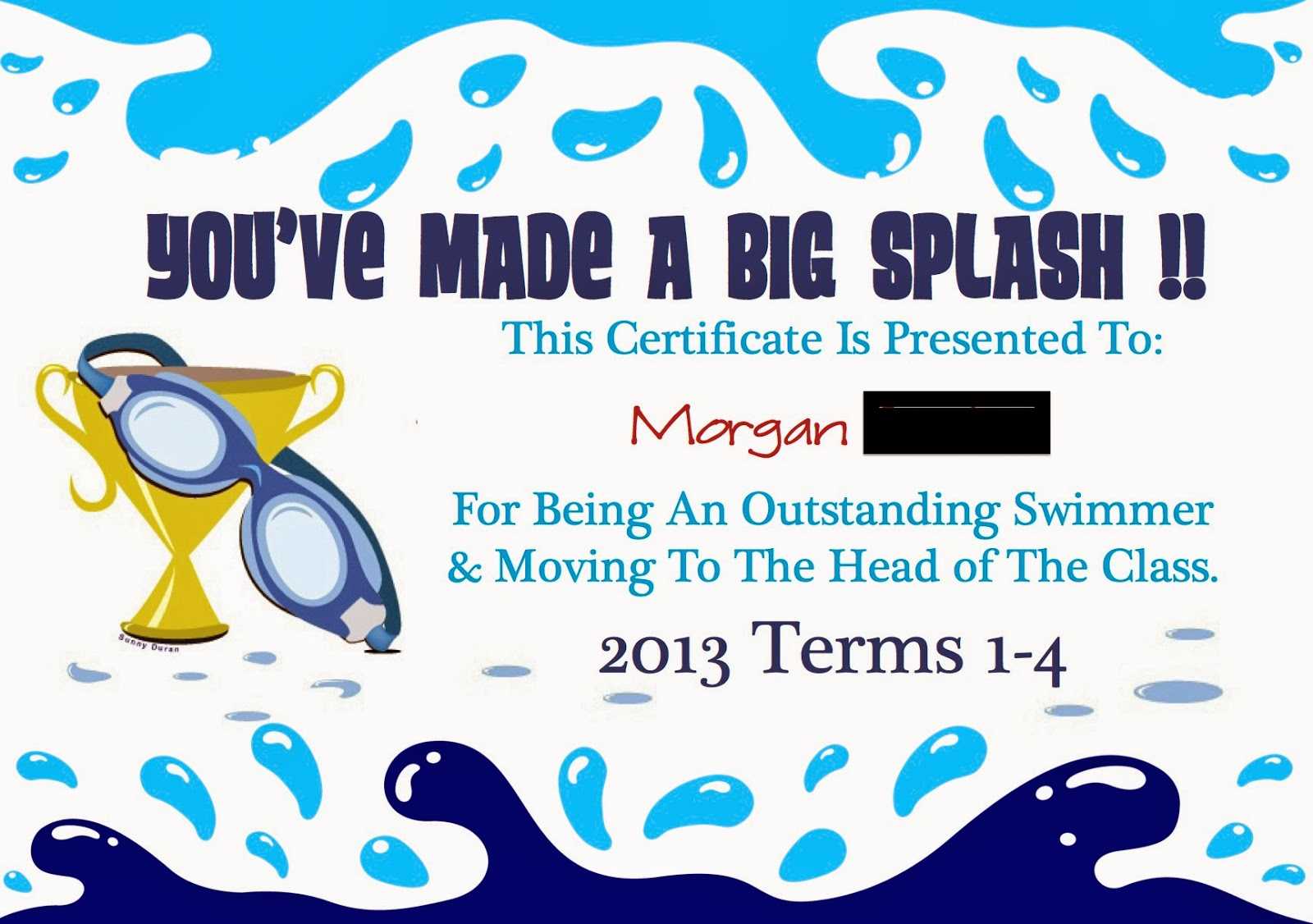 Free Swimming Certificate Templates Swimming Certificate Throughout Swimming Certificate Templates Free