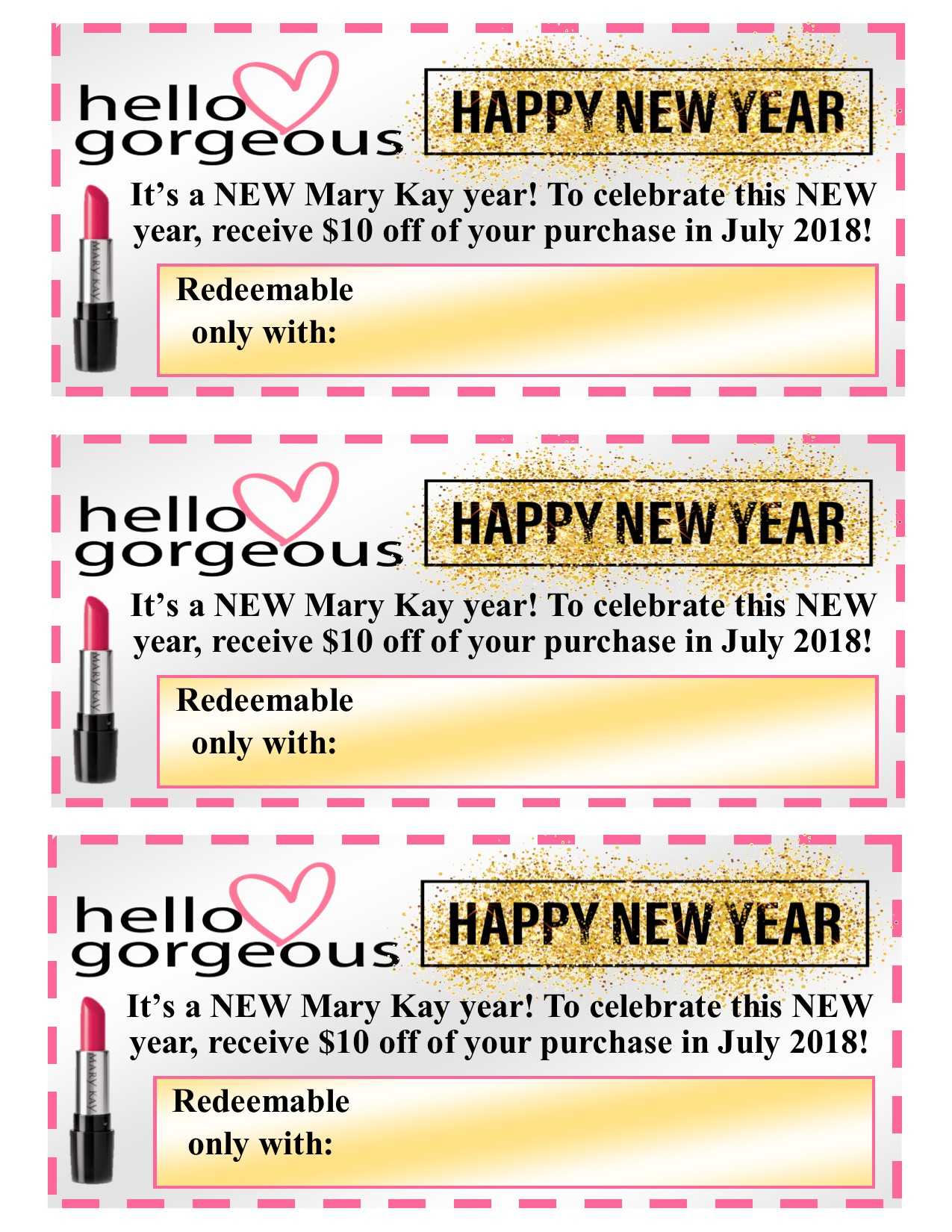 Freebie** Editable Mary Kay “New Year“ Gift Certificates Within Mary Kay Gift Certificate Template