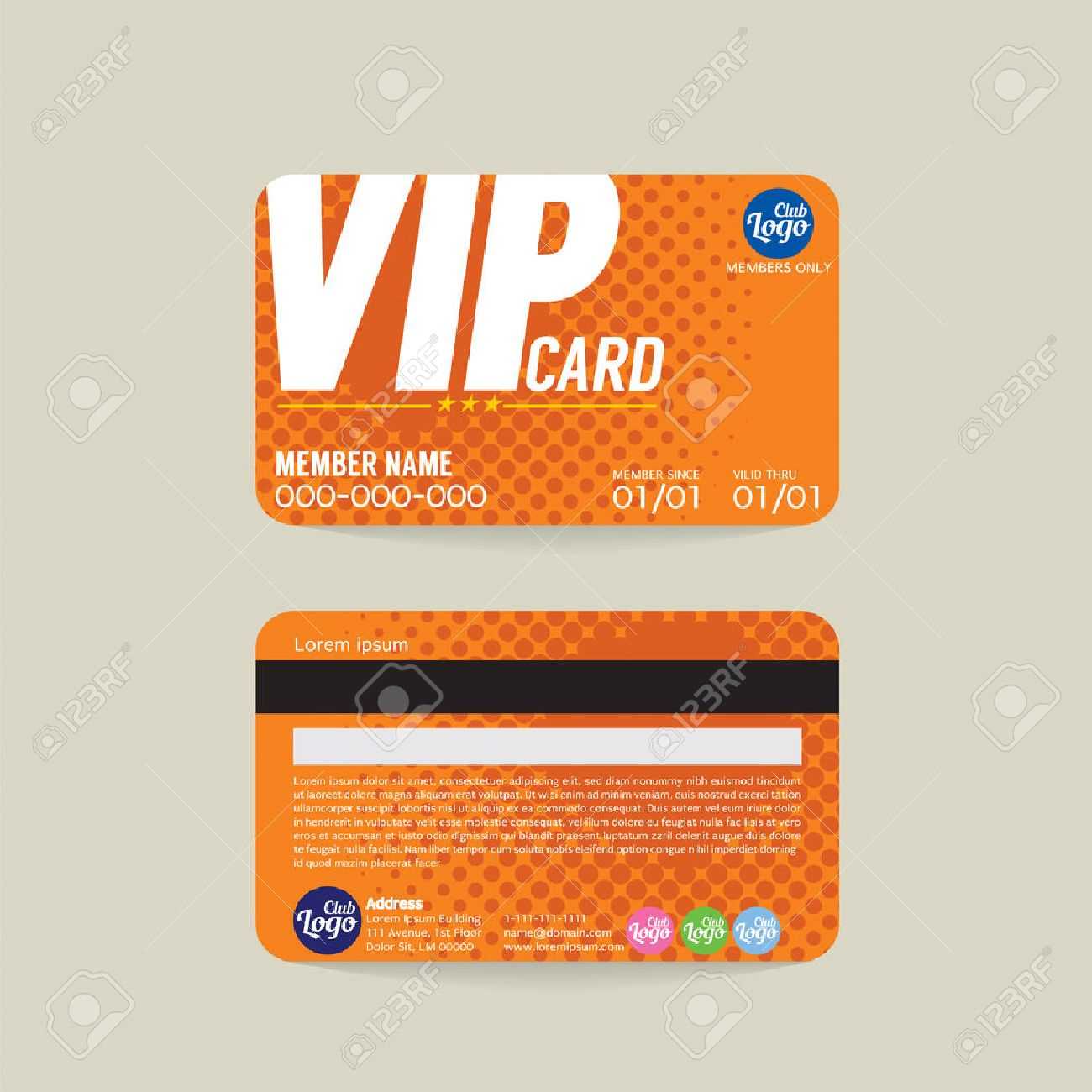 Front And Back Vip Member Card Template Vector Illustration Inside Membership Card Template Free