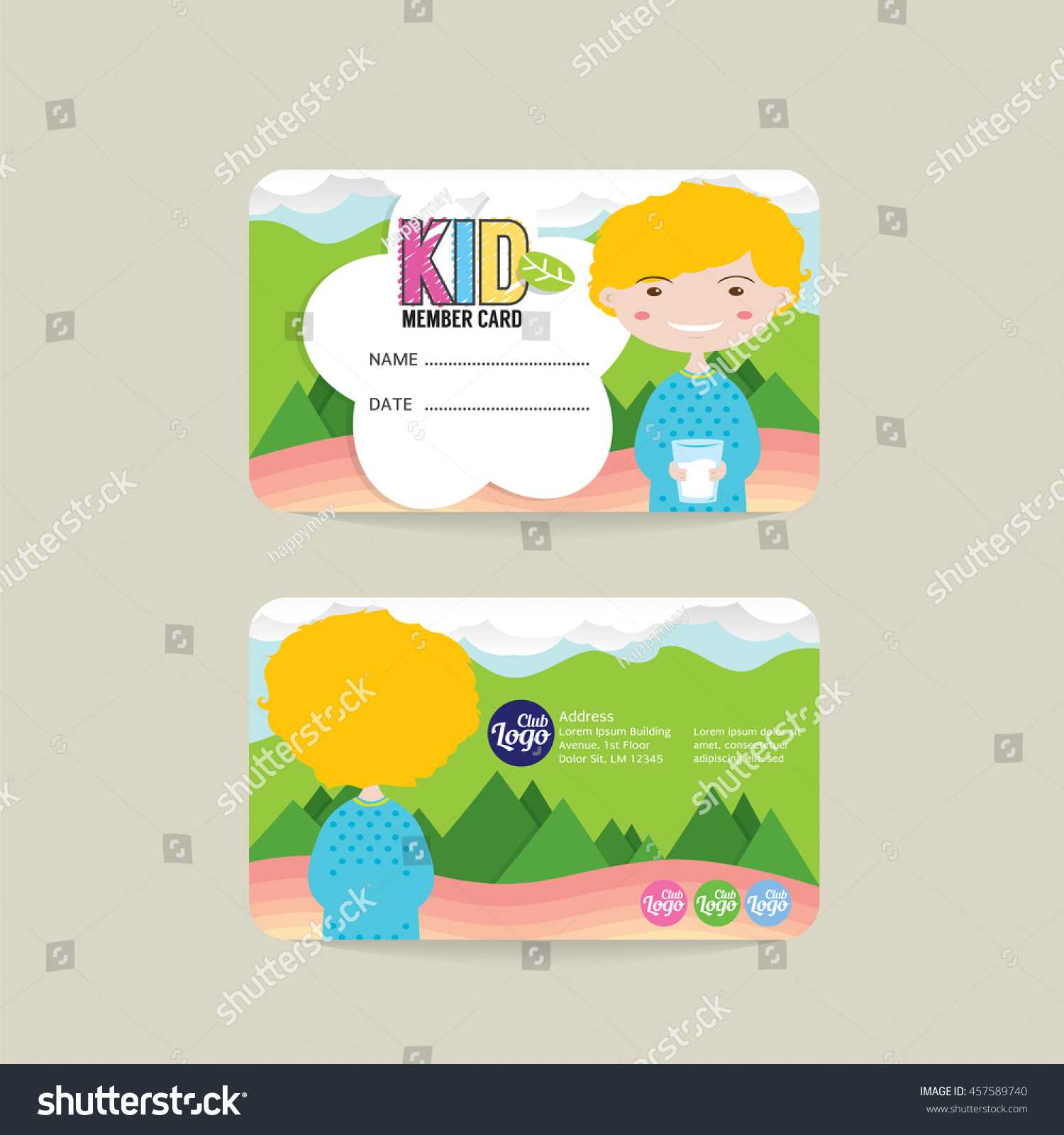 Front Back Vip Kids Member Card | Education, Objects Stock Image Intended For Id Card Template For Kids