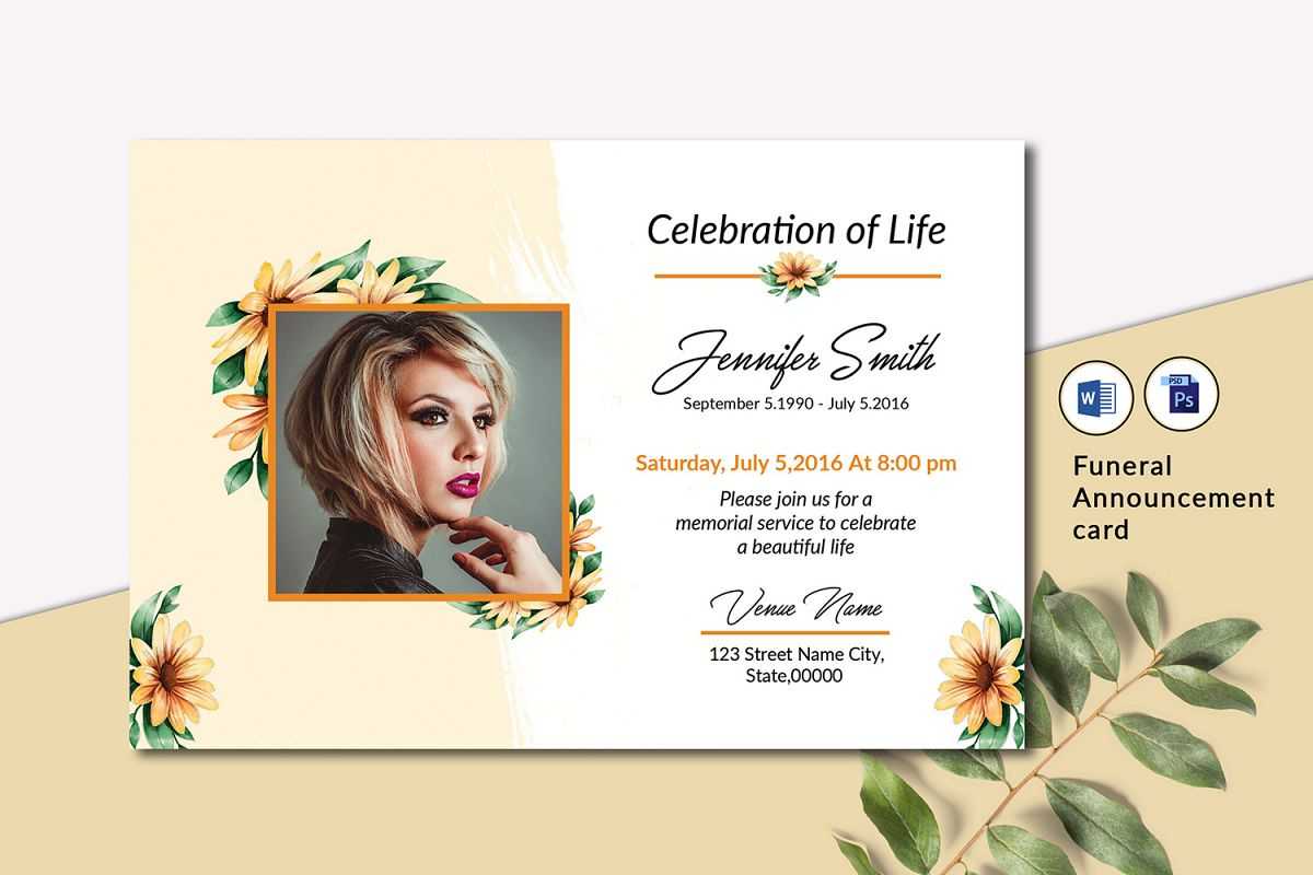 Funeral Announcement Invitation Card Template Intended For Funeral Invitation Card Template