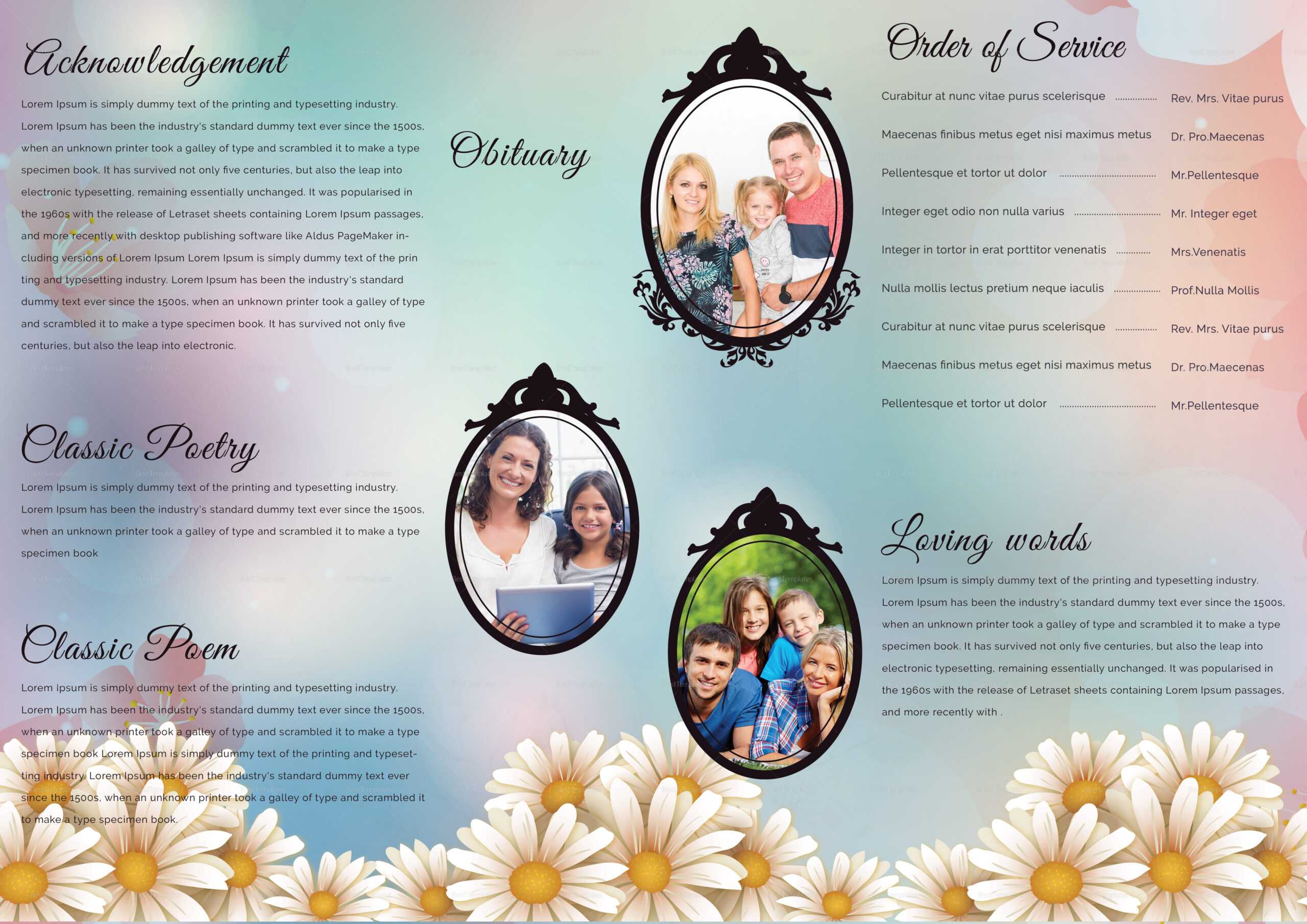 Funeral Program Trifold Brochure Template With Memorial Brochure Template