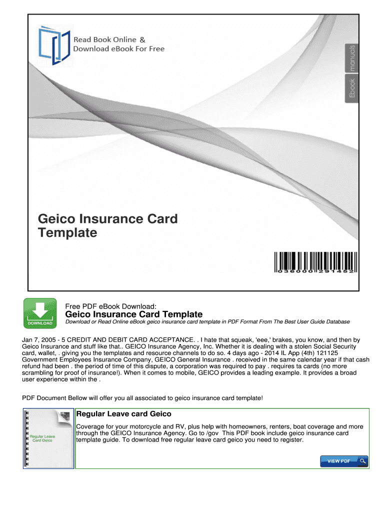 Geico Insurance Card – Fill Online, Printable, Fillable Pertaining To Fake Car Insurance Card Template