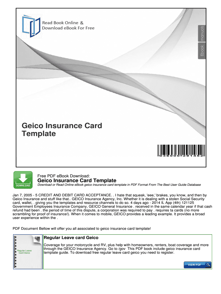 Geico Insurance Card – Fill Online, Printable, Fillable Regarding Auto Insurance Card Template Free Download