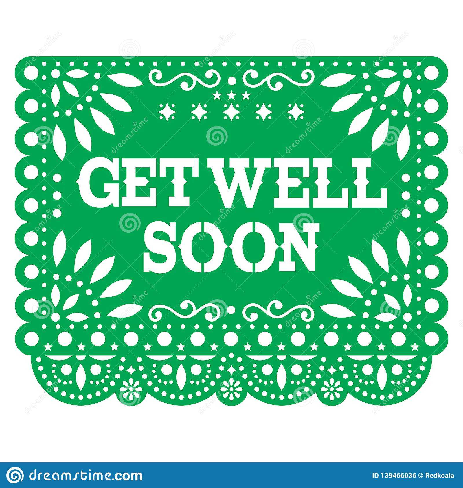 Get Well Soon Papel Picado Greeting Card Or Postcard Intended For Get Well Card Template