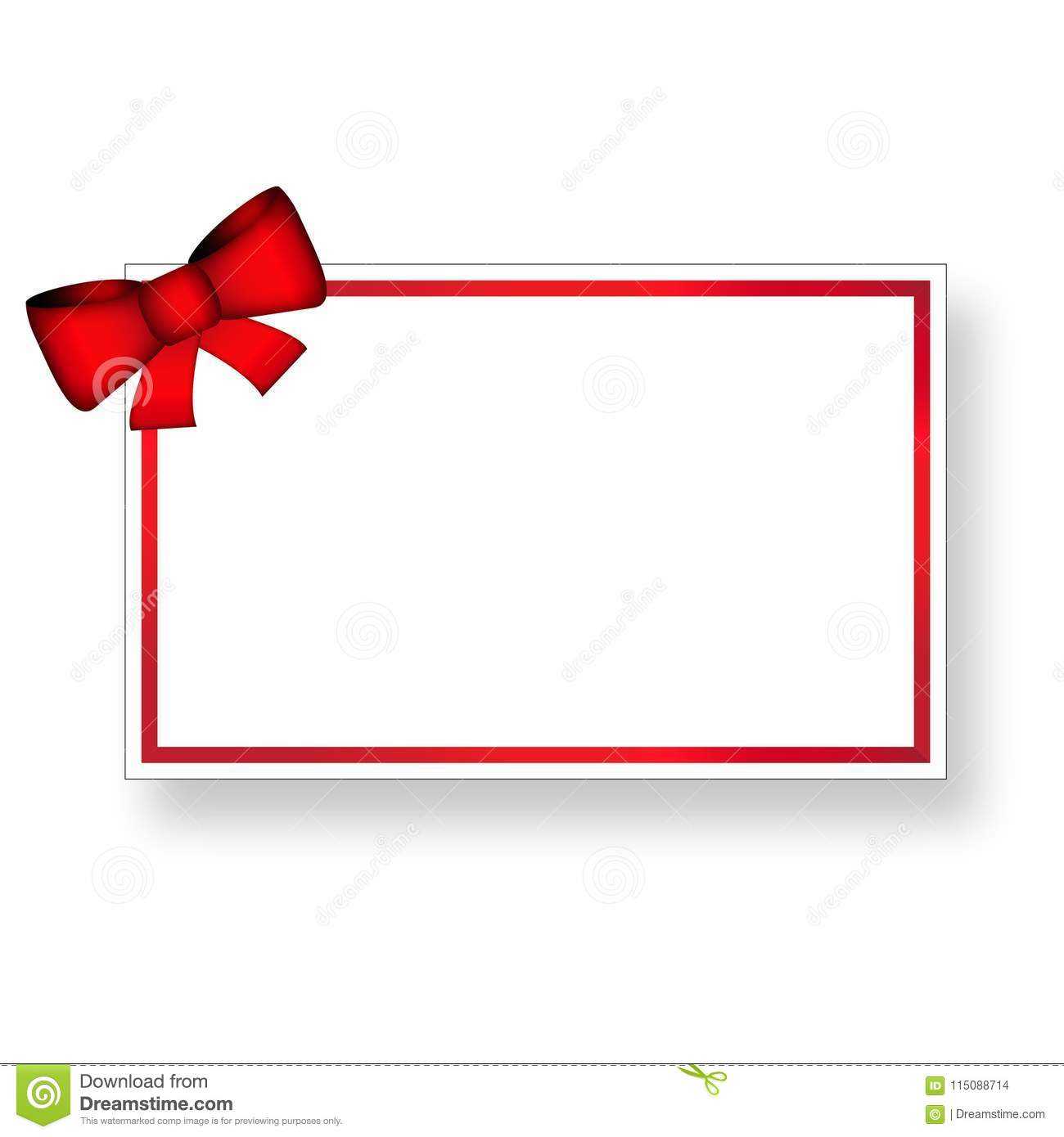 Gift Card Template With Ribbon And Red Bow Stock Vector Inside Present Card Template