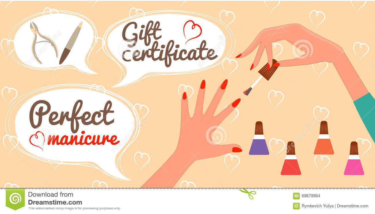 Gift Certificate Perfect Manicure Nail Salon Stock Vector For Nail Gift Certificate Template Free