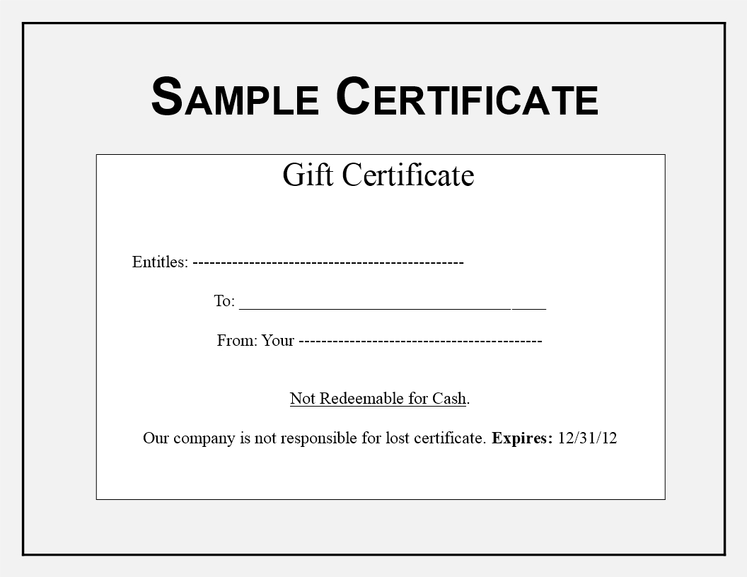 Gift Certificate Sample | Templates At Allbusinesstemplates In Sales Certificate Template
