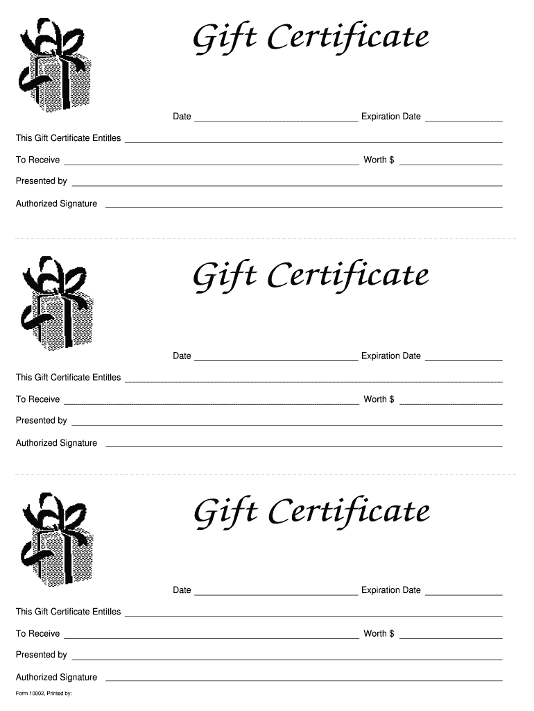 Gift Certificate Template Free – Fill Online, Printable In Pertaining To Black And White Gift Certificate Template Free