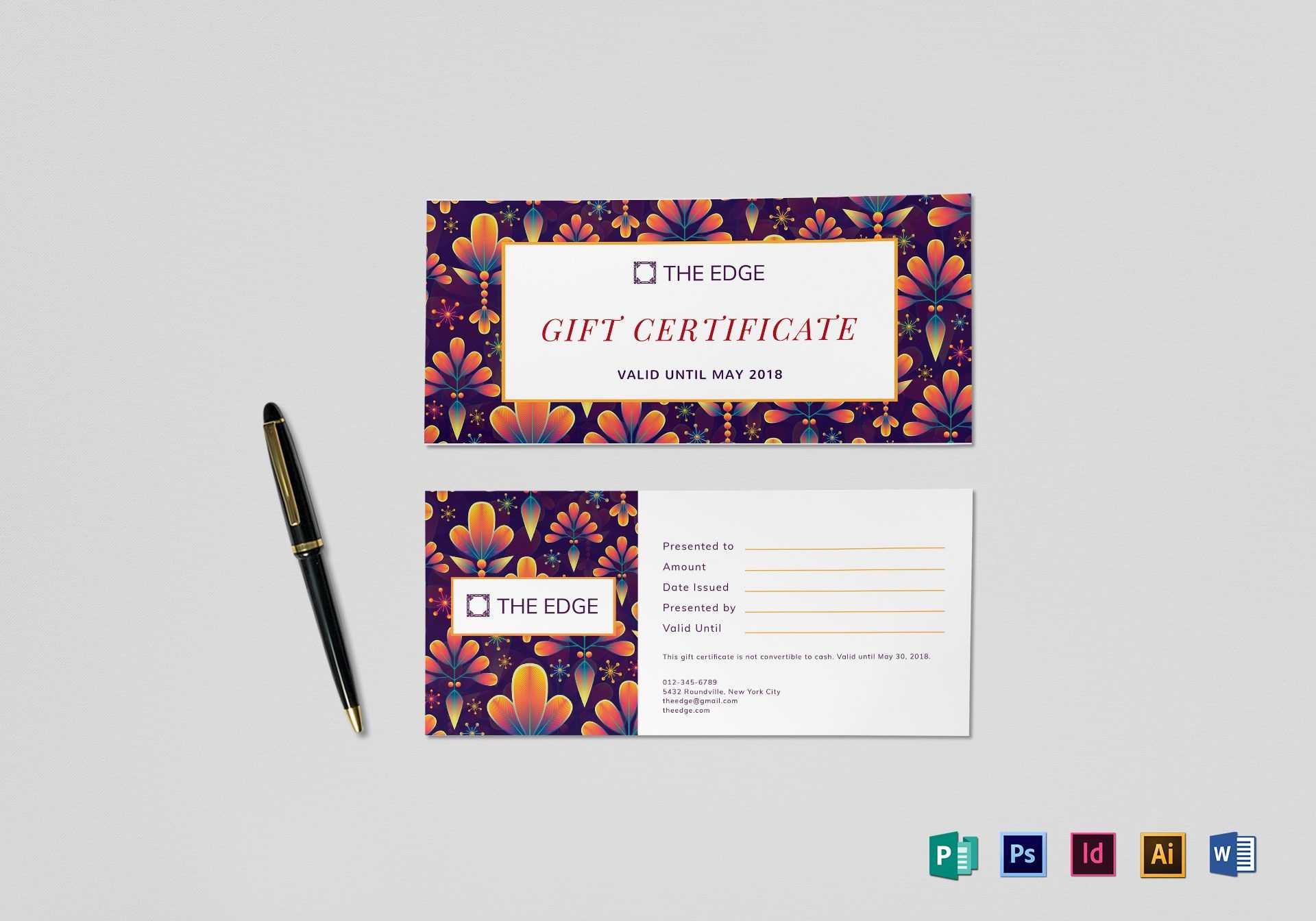 Gift Certificate Template In Gift Certificate Template Indesign