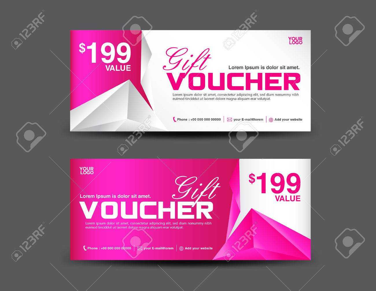 Gift Voucher Template, Coupon Design, Pink Gift Certificate,.. Throughout Pink Gift Certificate Template