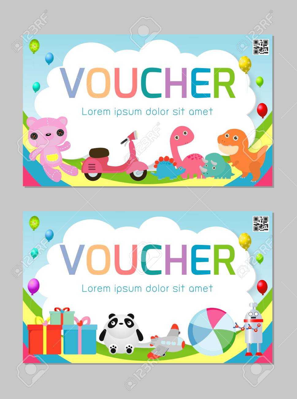 Gift Voucher Template With Colorful Pattern,cute Gift Voucher.. Within Kids Gift Certificate Template