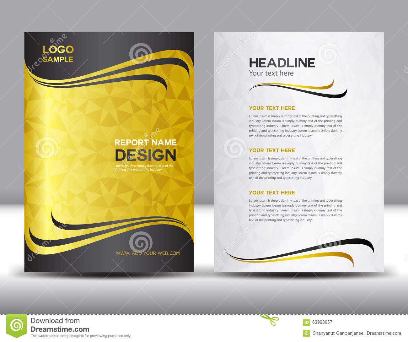 Gold Cover Annual Report Design Vector Illustration Stock With Free Illustrator Brochure Templates Download