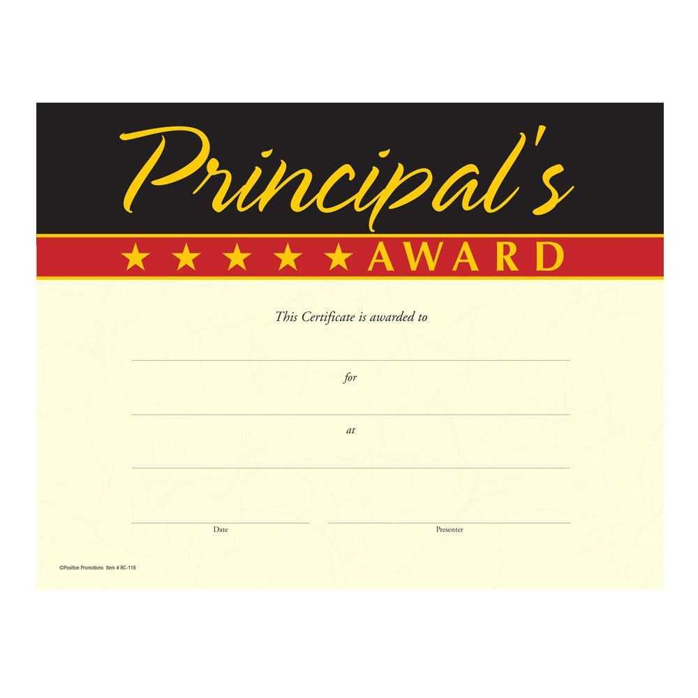 Gold Foil Stamped Principal's Award Certificates For Officer Promotion Certificate Template