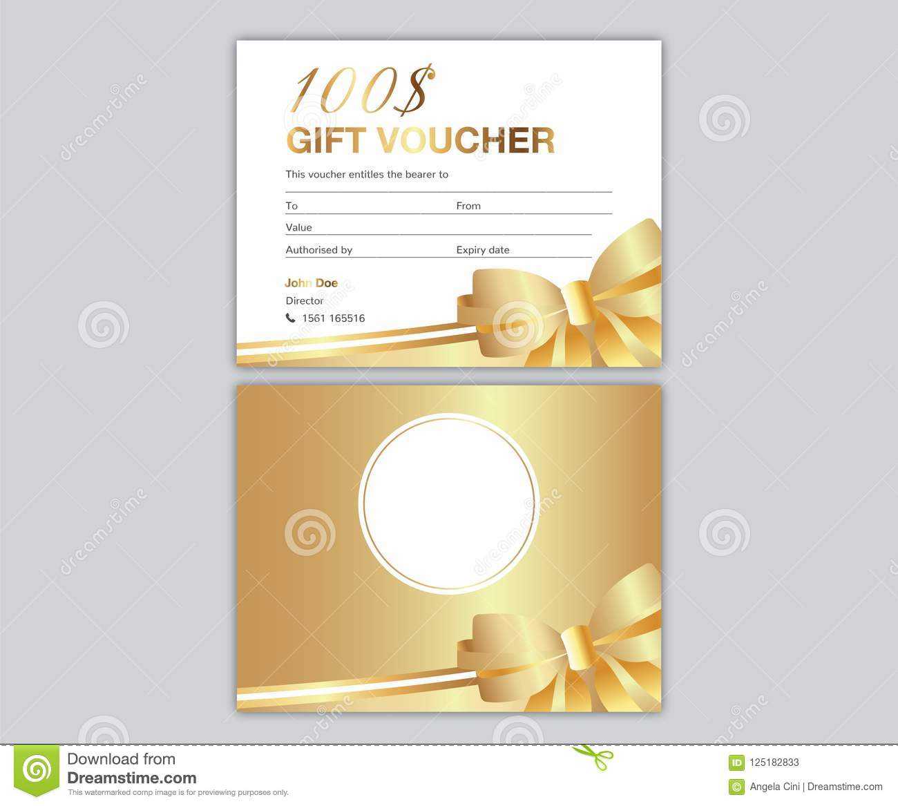 Golden Gift Voucher Design Coupon Card Stock Vector With Regard To This Certificate Entitles The Bearer Template