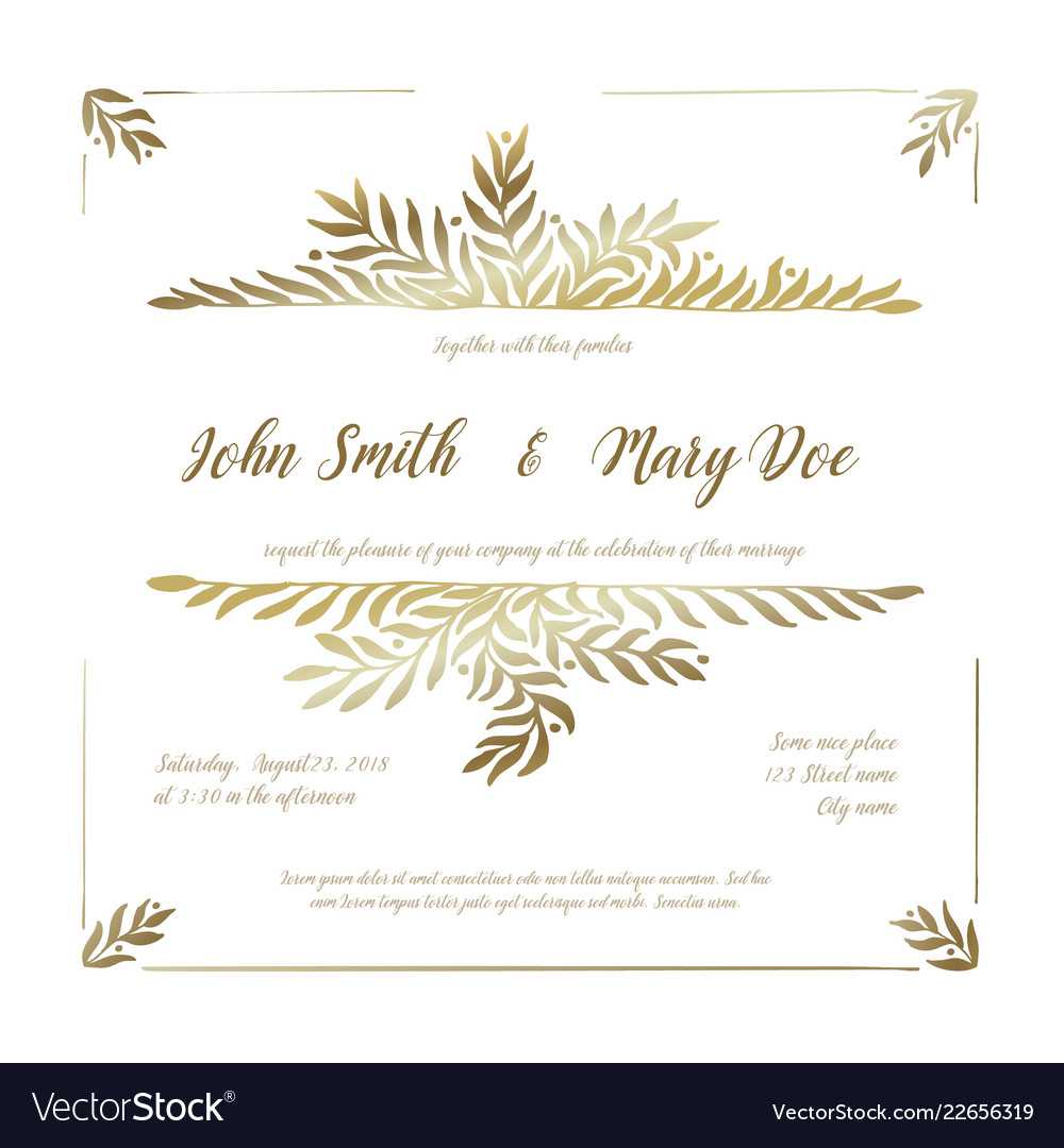 Golden Wedding Invitation Card Template With Invitation Cards Templates For Marriage