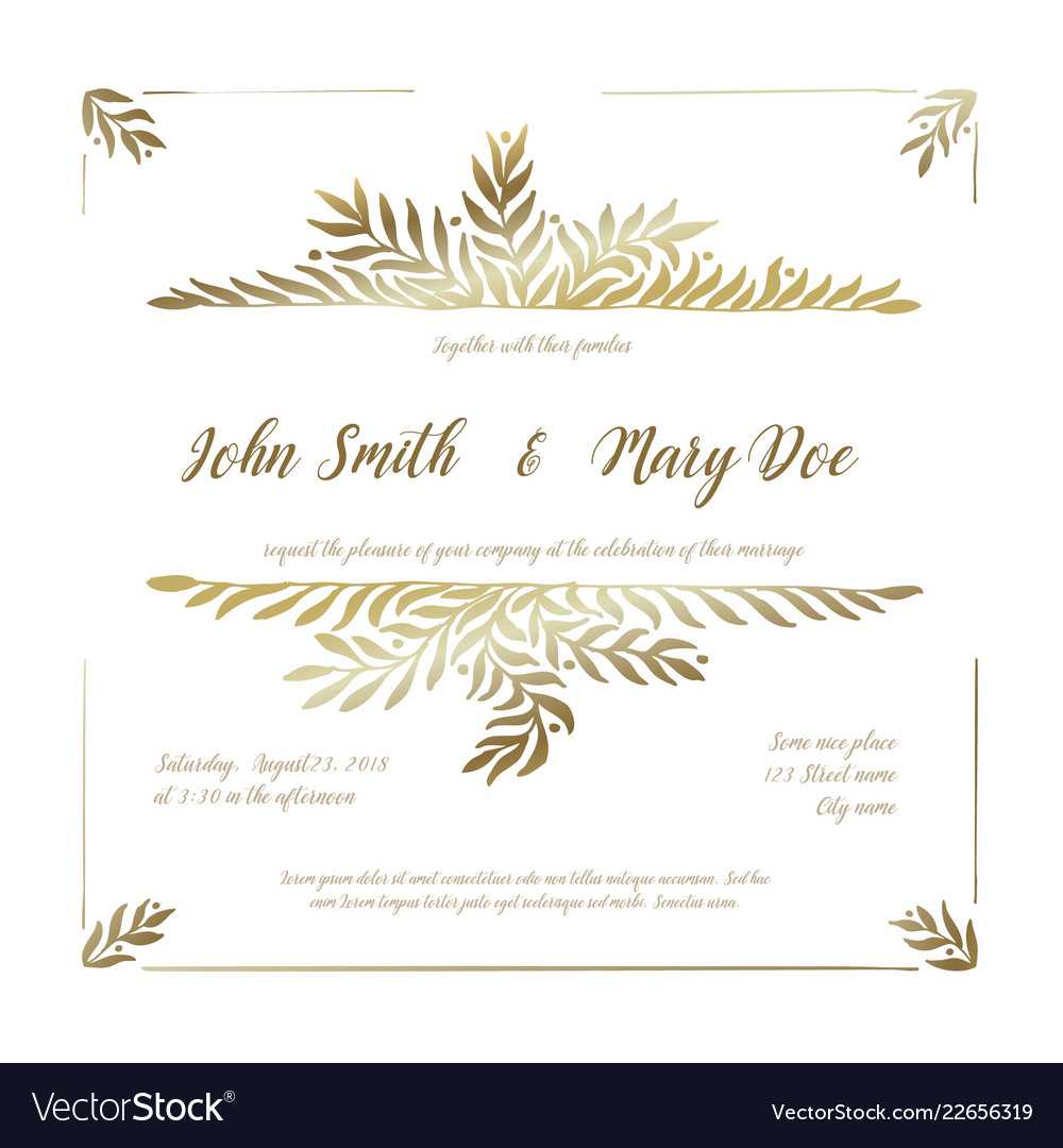 Golden Wedding Invitation Card Template With Regard To Free E Wedding Invitation Card Templates
