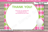 Golf Birthday Party Thank You Cards Template – Pink/green regarding Thank You Note Cards Template