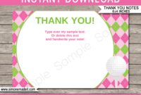 Golf Birthday Party Thank You Cards Template – Pink/green with regard to Thank You Note Card Template