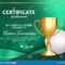 Golf Certificate Diploma With Golden Cup Vector. Sport Award Regarding Golf Certificate Template Free