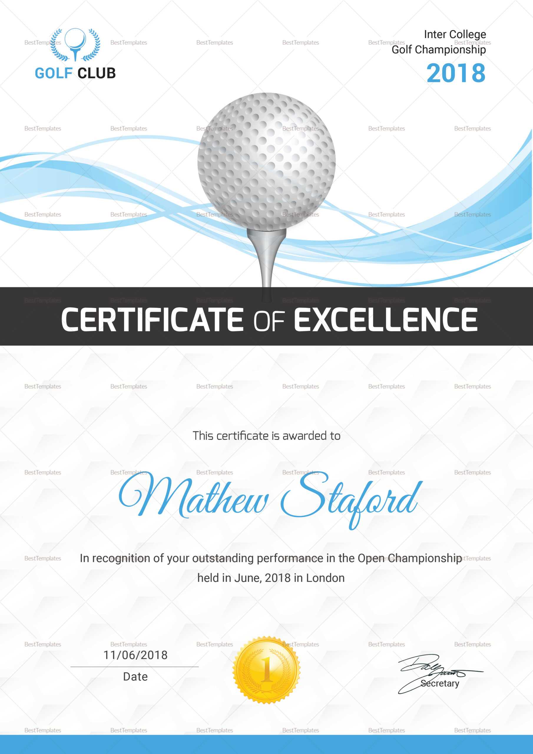 Golf Certificate Template Pertaining To Golf Certificate Templates For Word