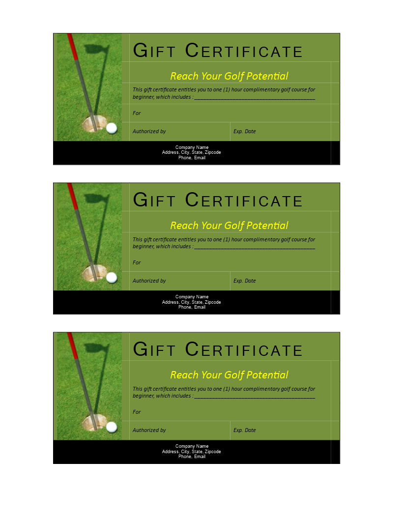 Golf Gift Non Cash Value Voucher | Templates At Intended For Golf Gift Certificate Template
