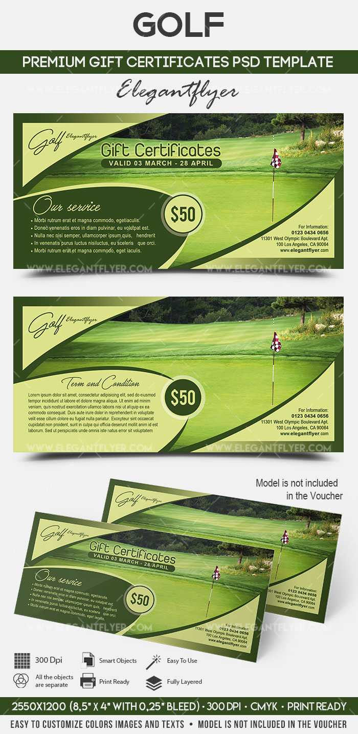 Golf – Premium Gift Certificate Psd Template Intended For Golf Gift Certificate Template