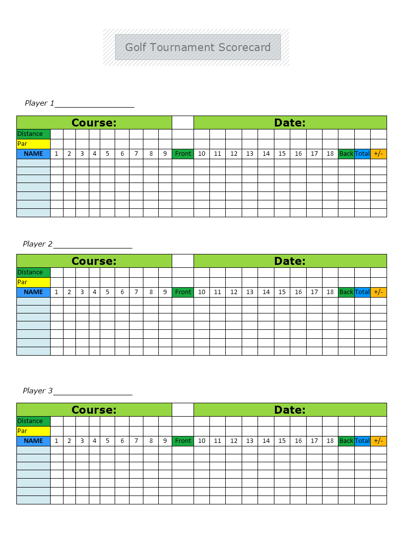 Golf Tournament Scorecard Template | Mydraw For Golf Score Cards Template