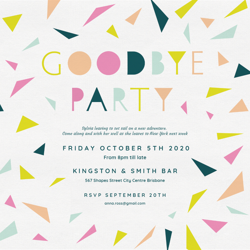 Goodbye Party – Retirement & Farewell Party Invitation For Goodbye Card Template