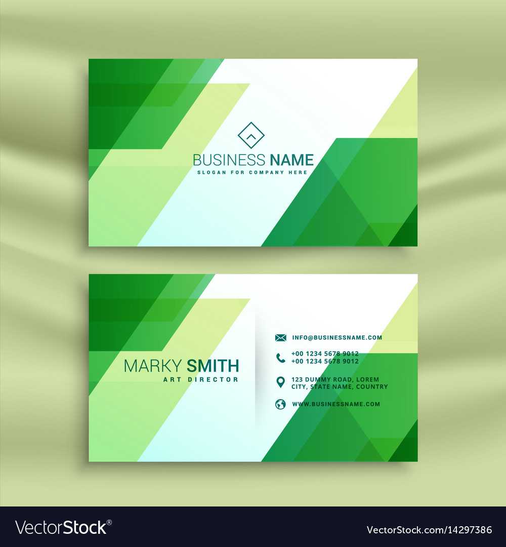 Green Business Card Template With Abstract Shapes With Regard To Buisness Card Template