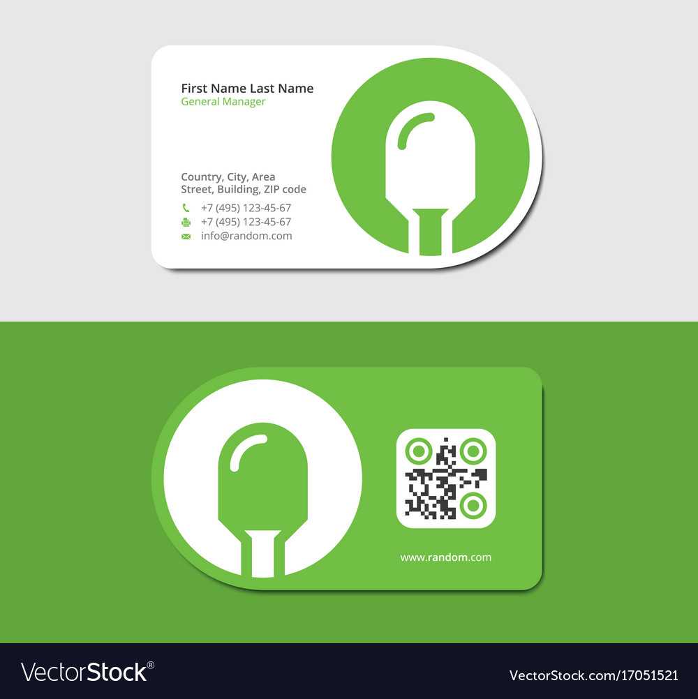 Green Business Card With Electric Lamp And Qr Code Pertaining To Qr Code Business Card Template