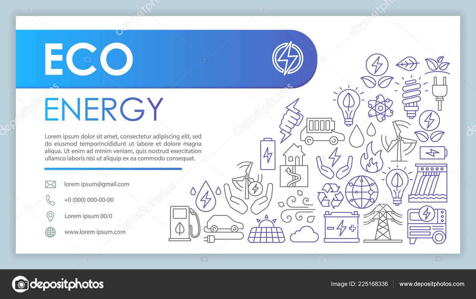 Green Energy Advertising Web Banner Vector Template Within Bio Card Template