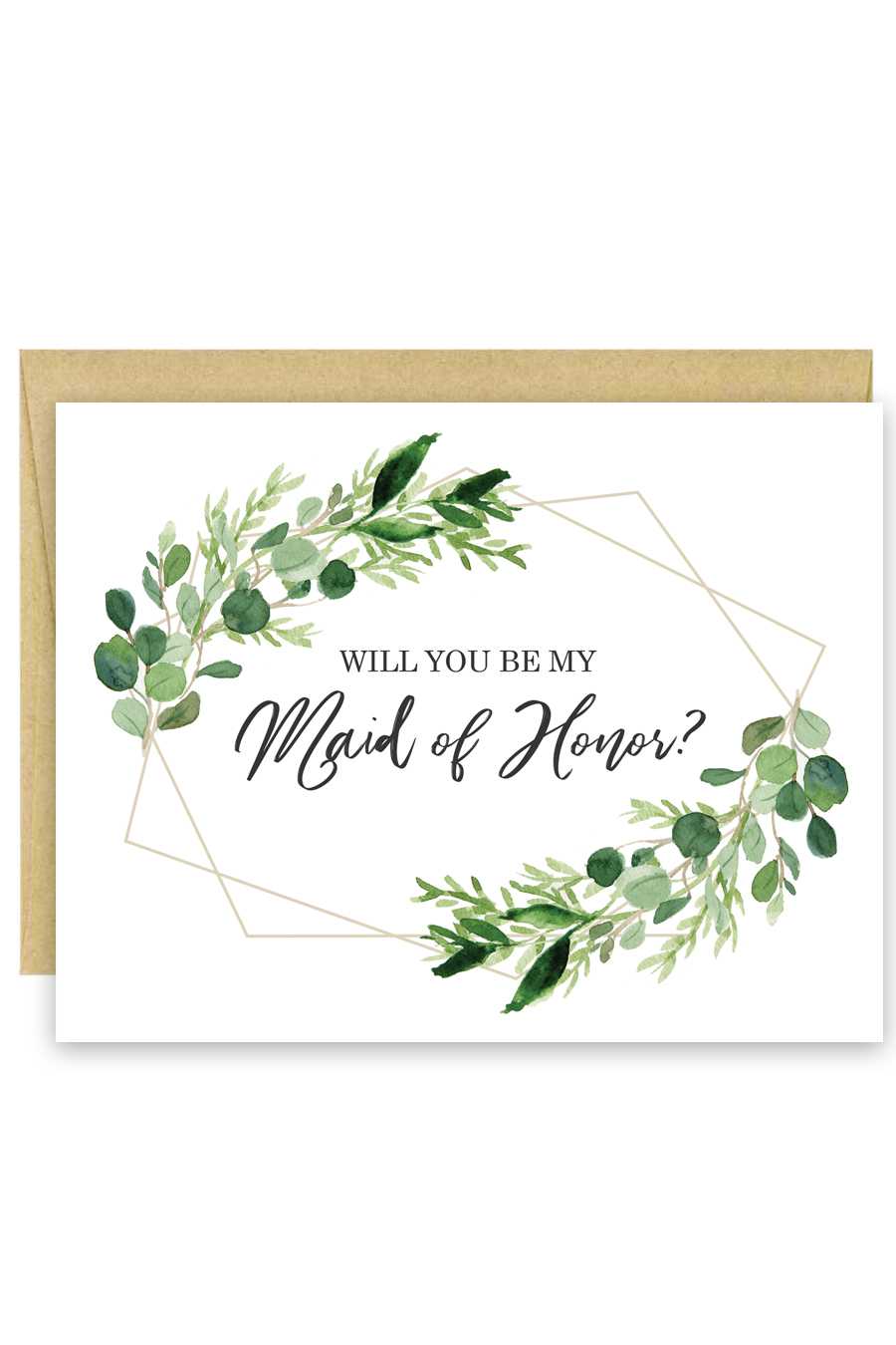 Greenery Will You Be My Bridesmaid Card With Regard To Will You Be My Bridesmaid Card Template