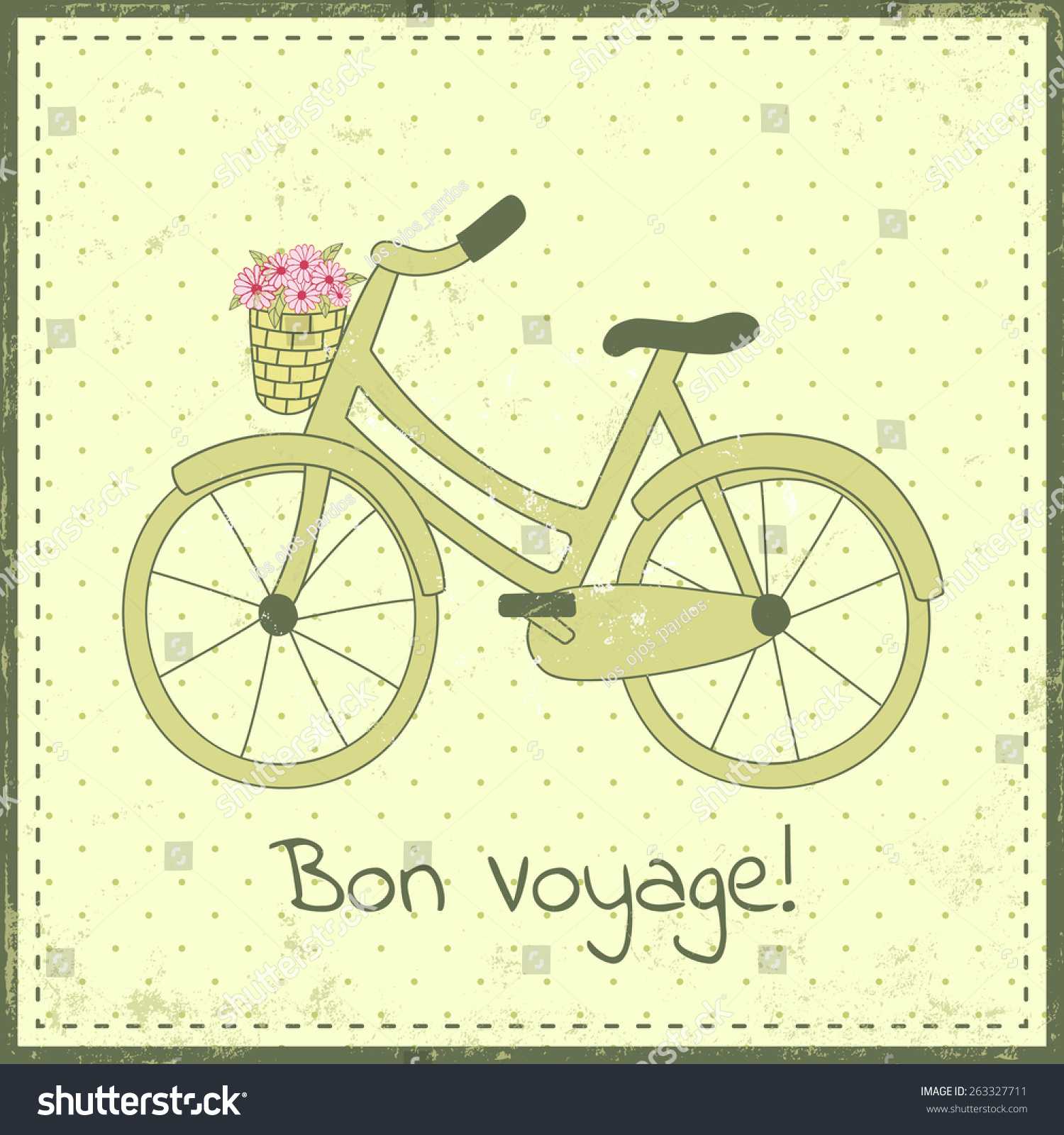 Greeting Card Template Bike Illustration Bon Stock Vector With Regard To Bon Voyage Card Template