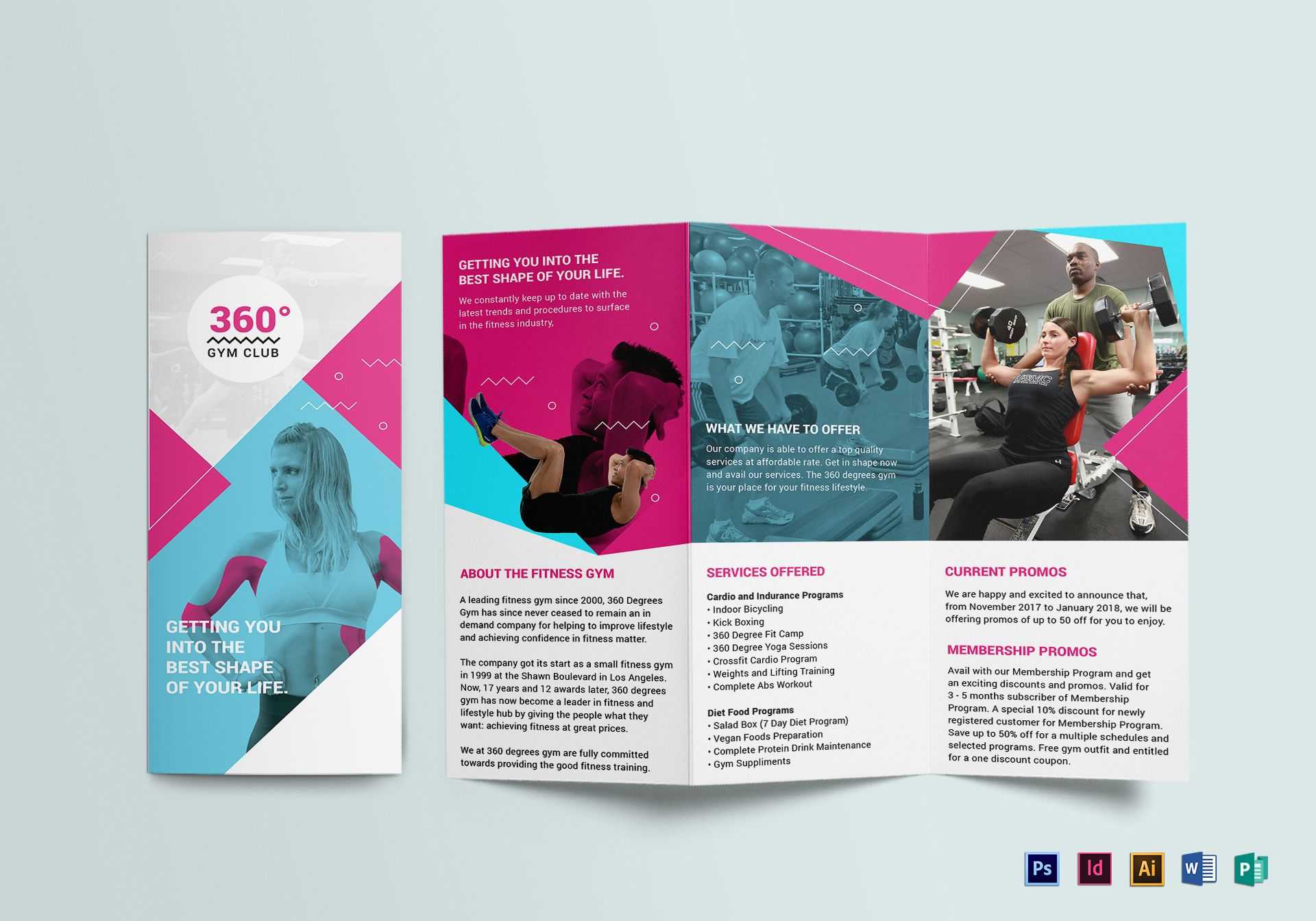 Gym Tri Fold Brochure Template For Membership Brochure Template