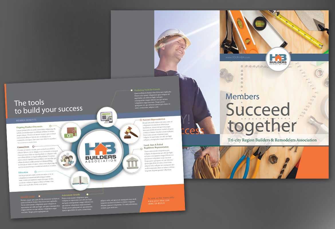 Half Fold Brochure Template For Builders Association. Order For Half Page Brochure Template