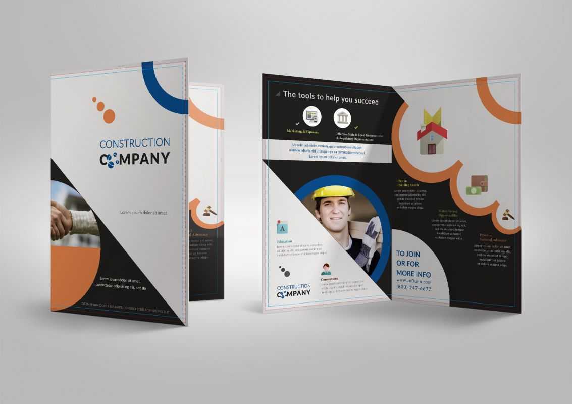 Half Fold Brochure Template For Construction Company Pertaining To Half Page Brochure Template