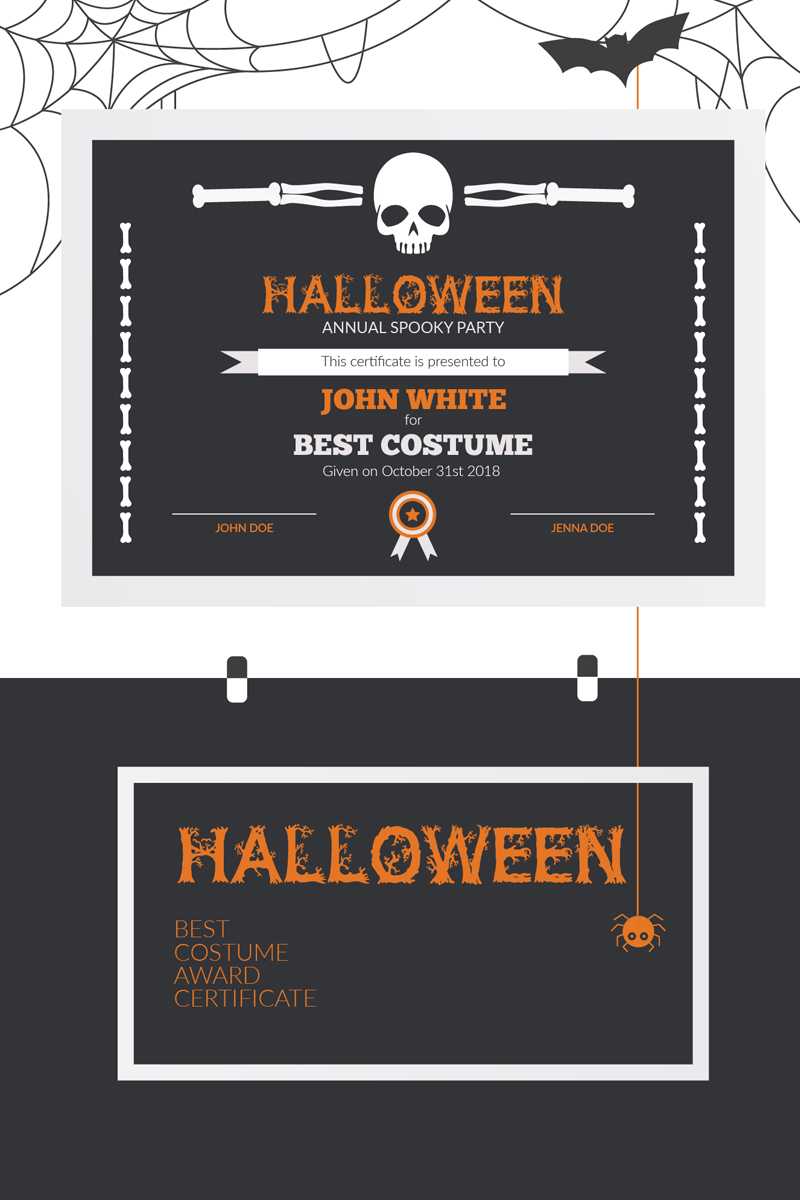 Halloween Best Costume Award Certificate Template With Halloween Certificate Template