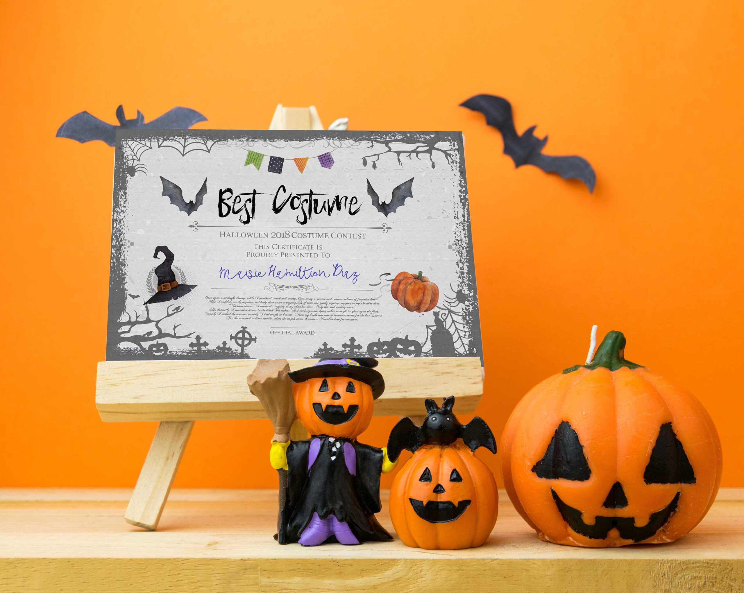 Halloween Party, Best Costume Contest, Printable Certificate, Cosplay,  Fancy Dress Competition, Instant Download, Award Template, Vote Card In Halloween Certificate Template