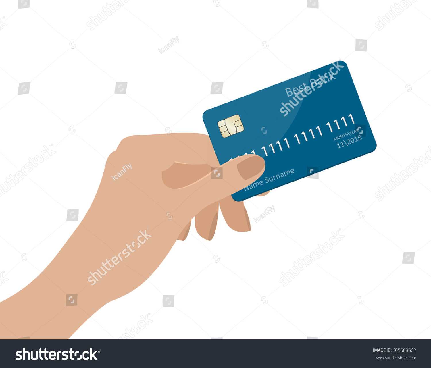 Hand Holding Credit Card Vector Illustration Stock Vector In Credit Card Templates For Sale