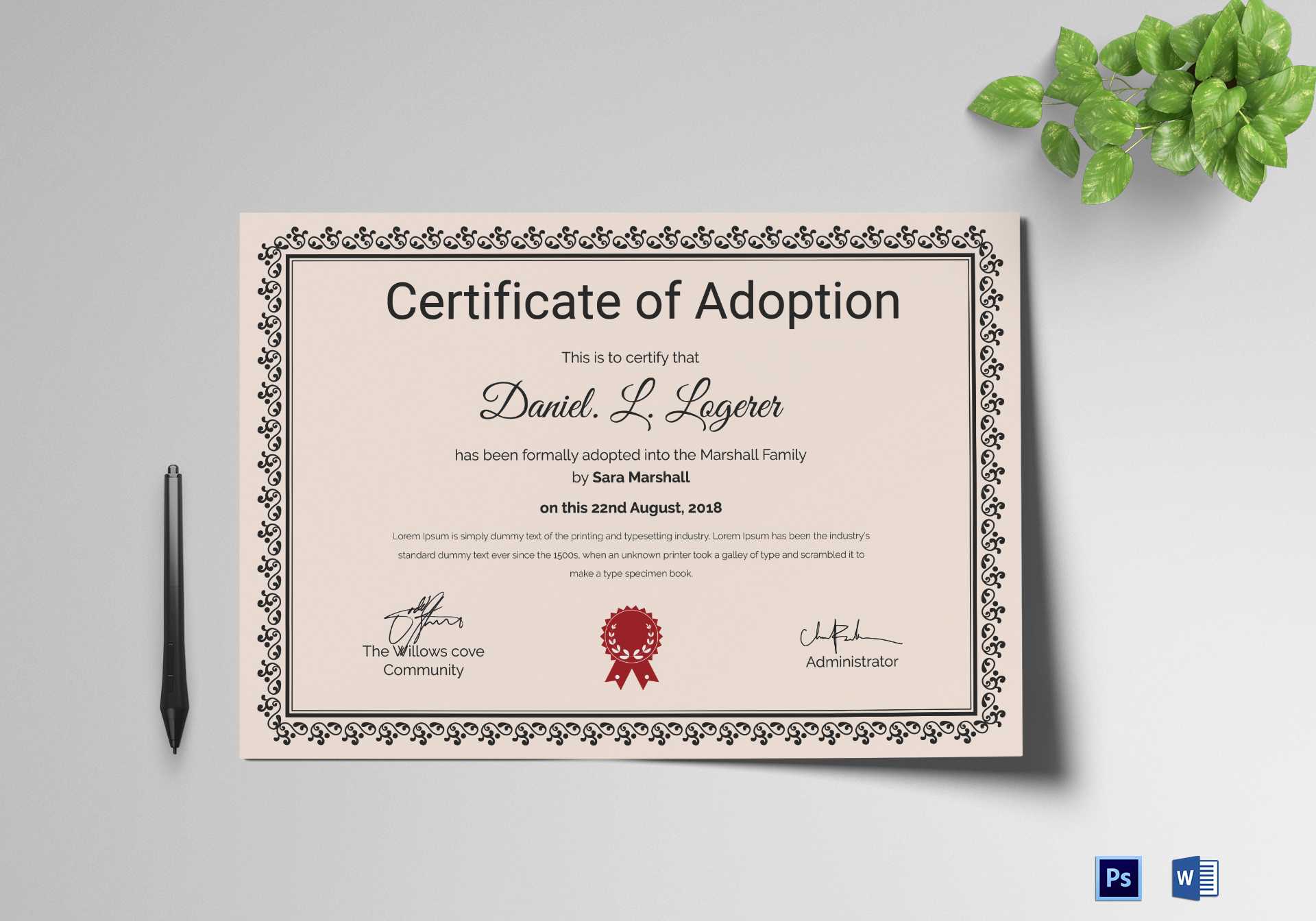 Happy Adoption Certificate Template Intended For Pet Adoption Certificate Template