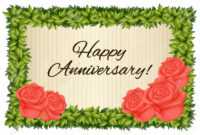 Happy Anniversary Card Template With Red Roses Illustration pertaining to Anniversary Card Template Word